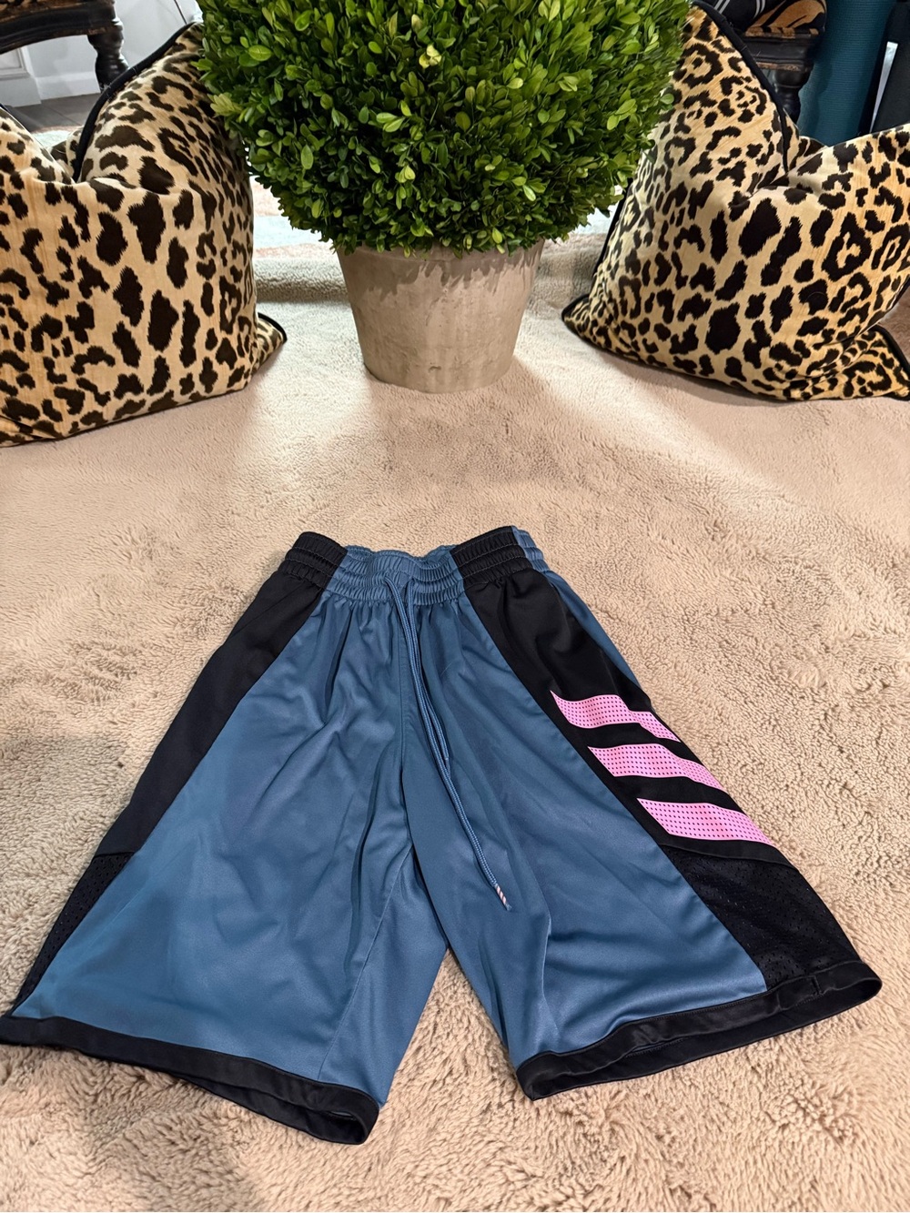 Men’s Adidas Small Athletic Shorts with Pink Stripe Detail Like New